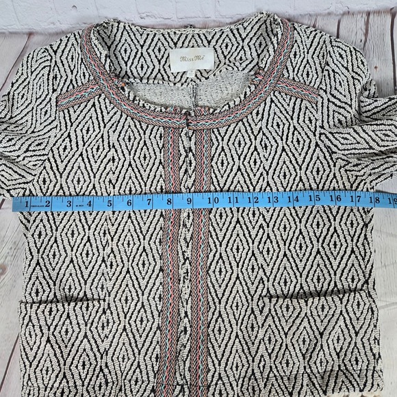 Miss Me Geometric Diamond Fringe Cropped Jacket Cardigan Sweater Women Size M - Picture 8 of 8